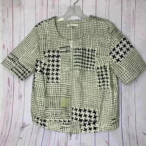 Cabi Womens Top Ivory Black #931 EUC